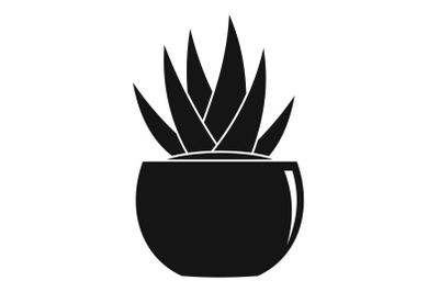 Round pot aloe icon, simple style