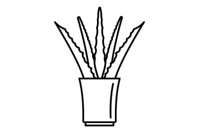 Aloe pot icon, outline style