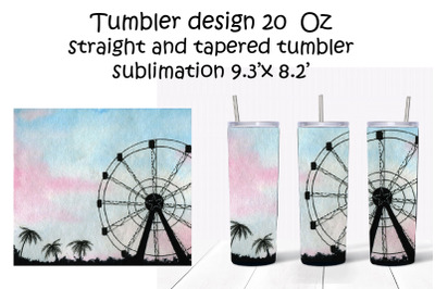 Tumbler Design 20oz.Sublimation.Watercolor Sunset Landscape