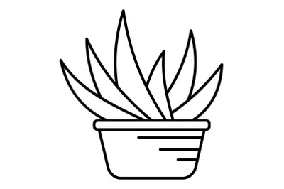 Aloe vera pot icon, outline style