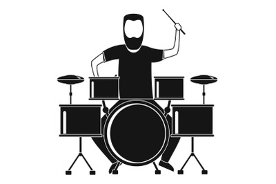 Man at drums icon, simple style