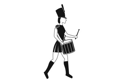Woman drummer icon, simple style