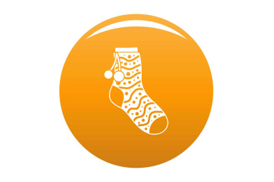 Sock with pompon icon vector orange