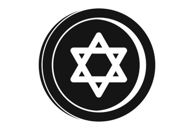 Jewish coin icon, simple style