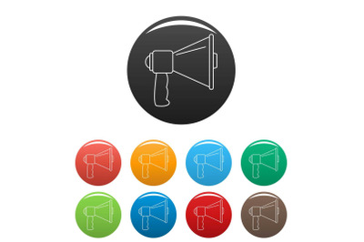 Megaphone with handle icons set color vector