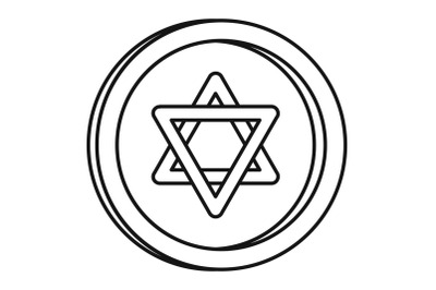 Jewish coin icon, outline style