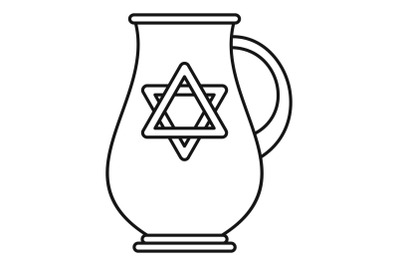 Jewish jug icon, outline style