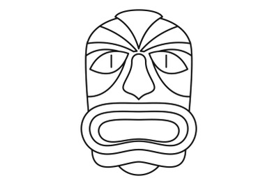 Aztec wood idol icon, outline style