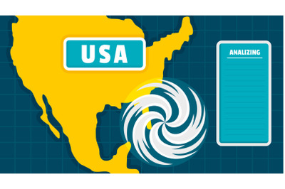 Usa map tornado background, flat style