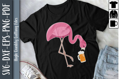 Flamingo Drinking Beer Pink Flamingo