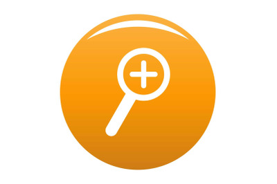 Cursor magnifier plus icon vector orange