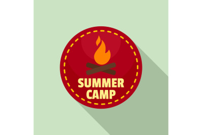 Summer camp fire logo, flat style