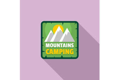 Moutains camping logo, flat style