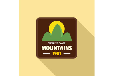 Summer camp mountains logo, flat style