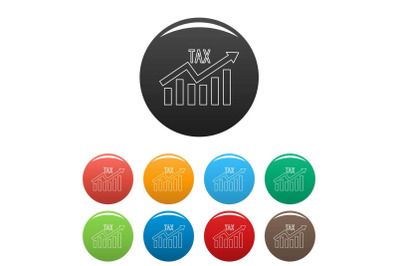 High tax icons set color vector