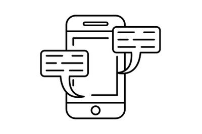 Smartphone chat icon, outline style