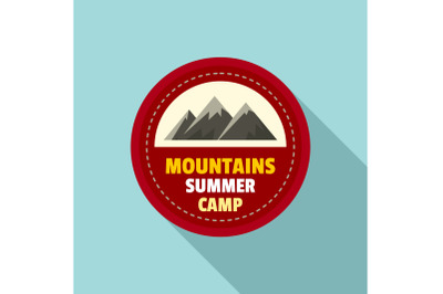 Mountains summer camp logo, flat style