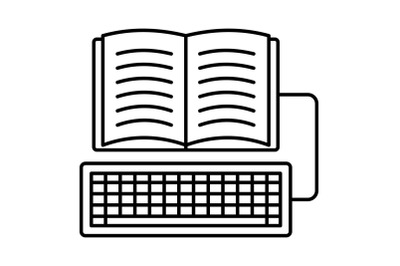 Book keyboard writing icon, outline style