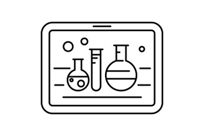 Chemistry on tablet icon, outline style