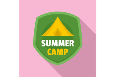 Summer tent camp logo, flat style