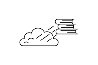 Book cloud transfer icon, outline style