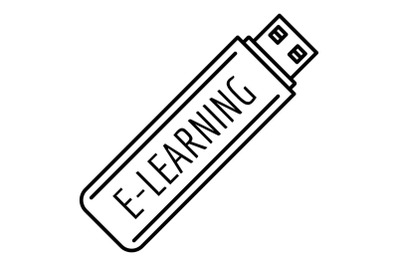 E learning usb icon, outline style
