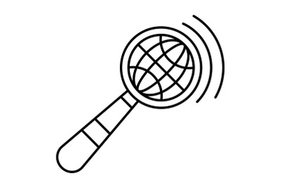 Magnified global glass icon, outline style