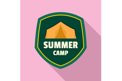Summer camp tent logo, flat style