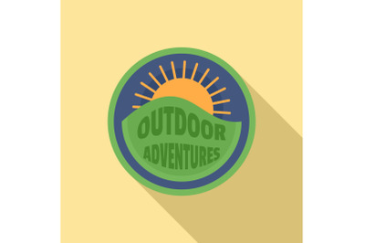 Outdoor sun adventures logo, flat style