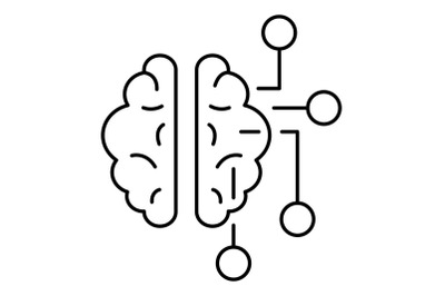 Ai brain icon, outline style
