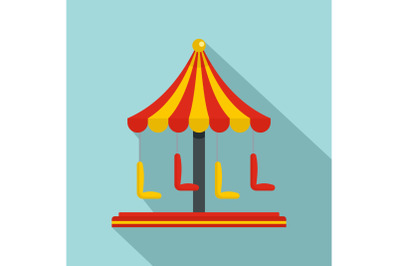 Circus carousel icon, flat style