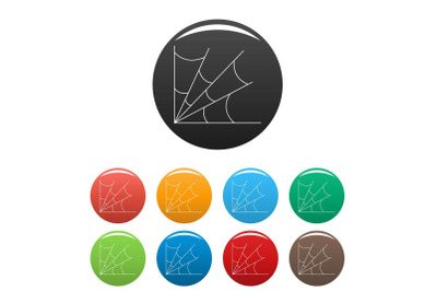 Danger spiderweb icons set color vector