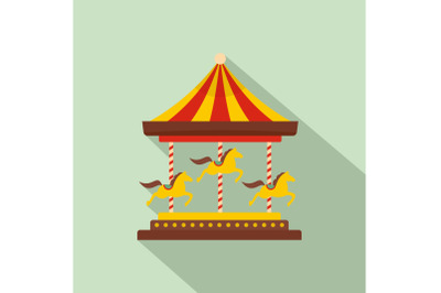 Horse carousel icon, flat style