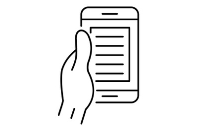 Smartphone in hand icon, outline style