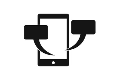 Smartphone chat icon, simple style