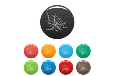 Spooky spiderweb icons set color vector