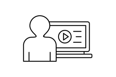 Man watch web video icon, outline style