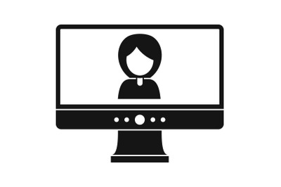 Video conference icon, simple style