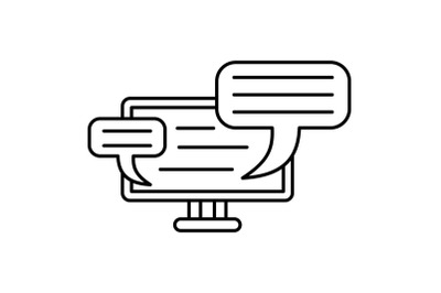 Monitor chat icon, outline style