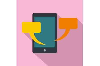Smartphone chat icon, flat style