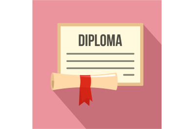 Graduation diploma icon, flat style