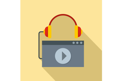 Play audio file icon, flat style