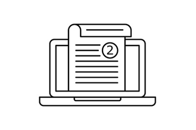 Laptop sheet printing icon, outline style