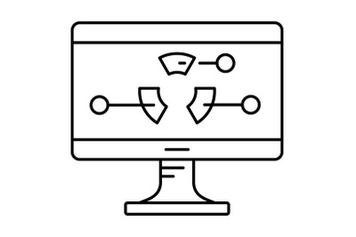 Diagram at monitor icon, outline style