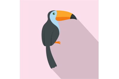 Exotic toucan icon, flat style