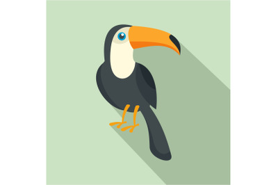 Toucan bird icon, flat style