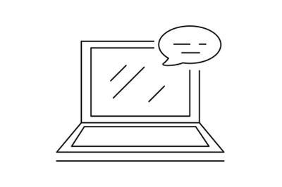 Laptop chat icon, outline style