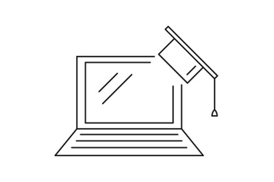 Online graduation icon, outline style