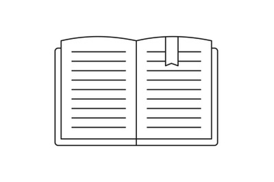 Open book icon, outline style