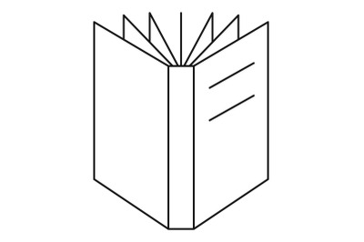 Open school book icon, outline style